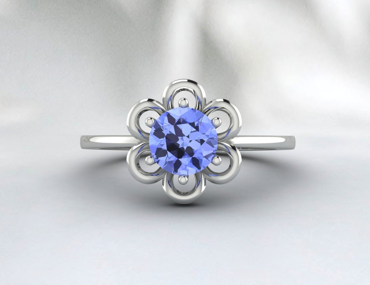 Tanzanite Wedding Ring Flower Anniversary Ring Engagement Ring