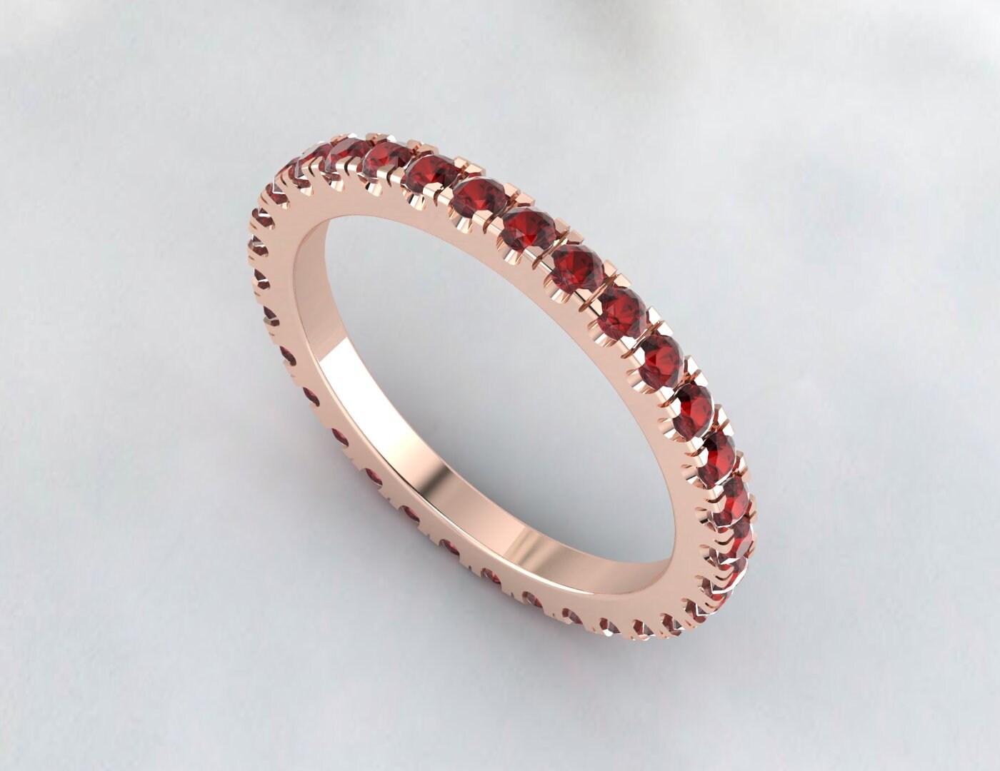 Red Garnet Full Eternity Wedding Band Matching Band Anniversary Gift