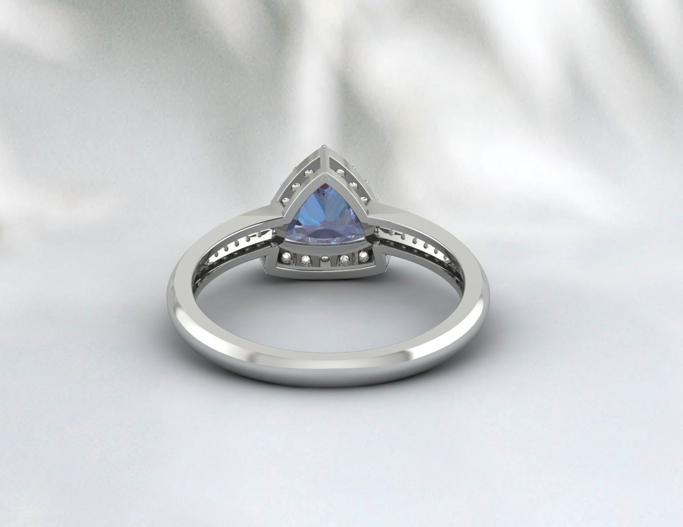 Trillion Cut Alexandrite Ring For Women Vintage Alexandrite Engagement Ring White Gold Silver Dainty Ring Art Deco Moissanite Wedding Ring