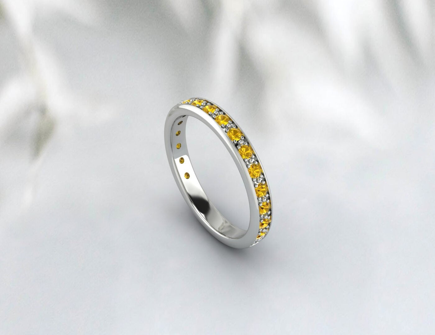 Natural Citrine Eternity Band Vintage Ring Citrine Engagement Jewelry