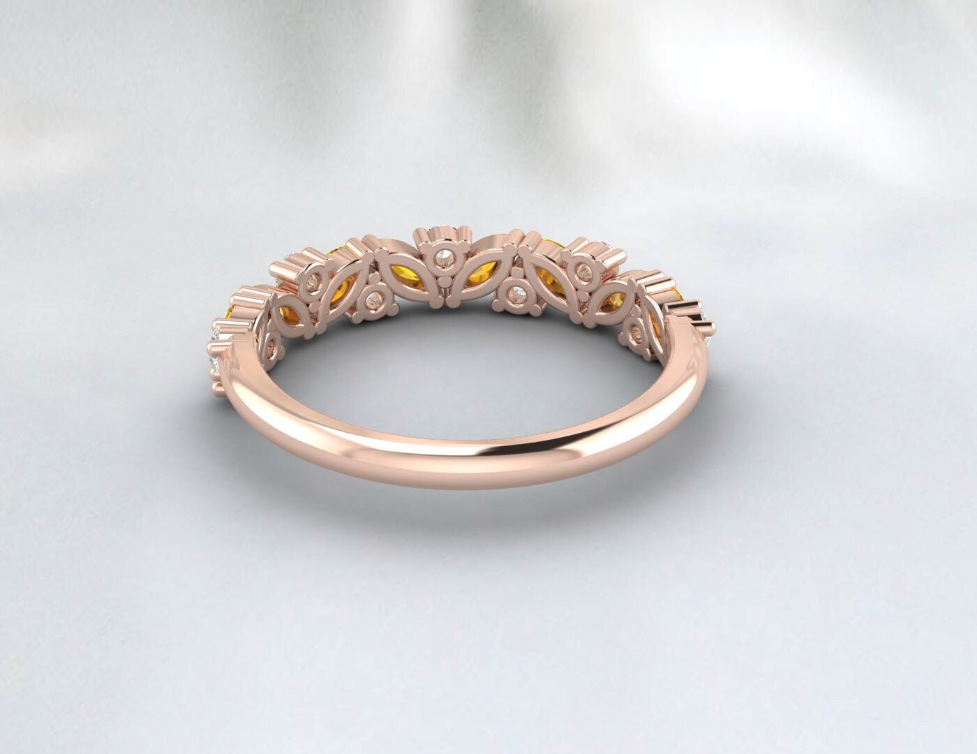 Marquise Cut Natural Citrine Band Citrine Eternity Band 14k Gold Ring
