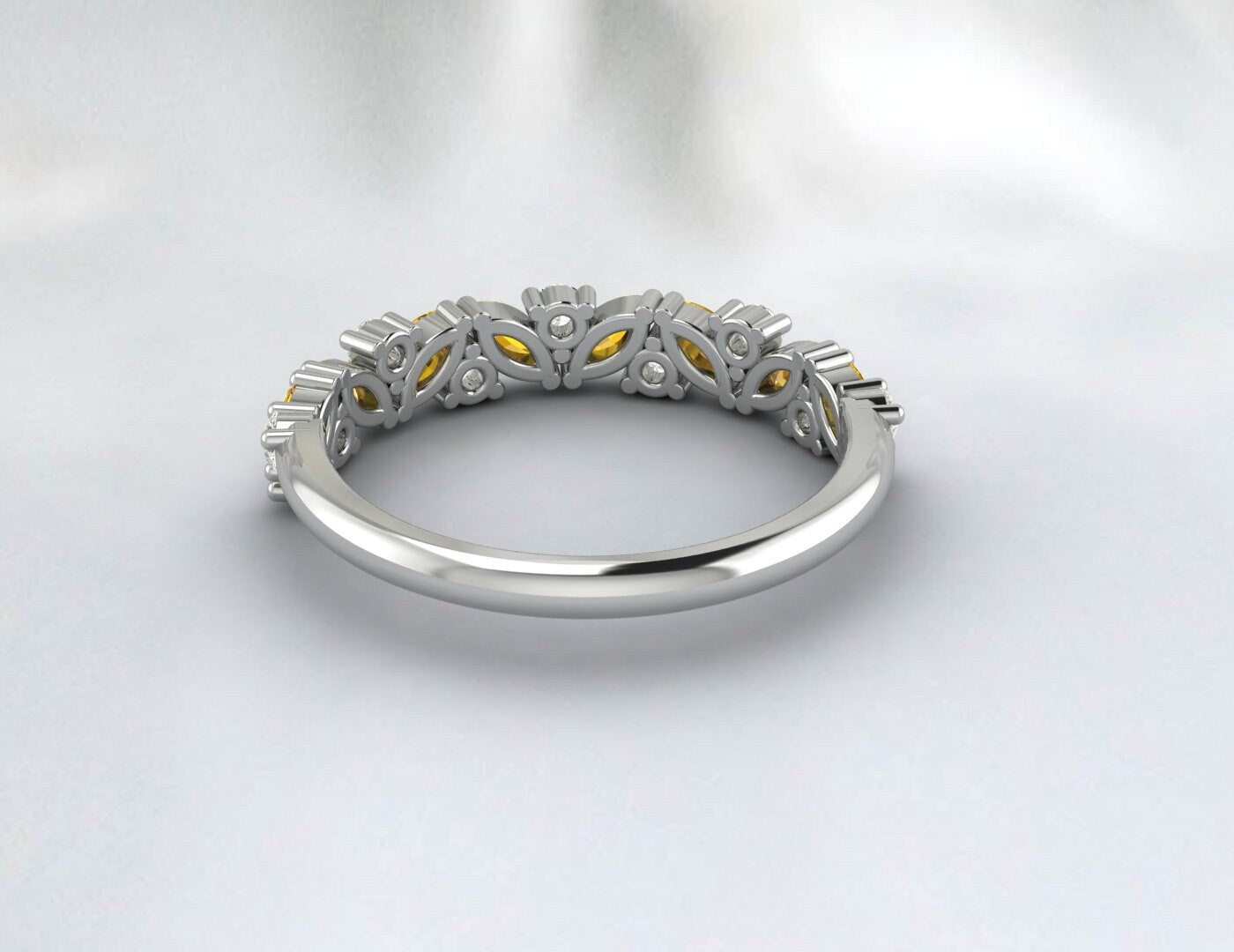 Marquise Cut Natural Citrine Band Citrine Eternity Band 14k Gold Ring