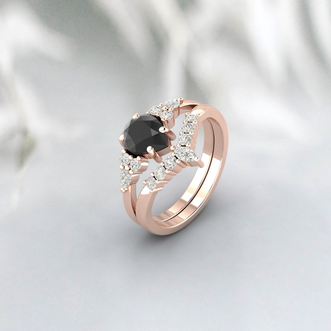 Pear Black Diamond Engagement Rings Set Sterling Silver Pear Black Cz Vintage Wedding Band