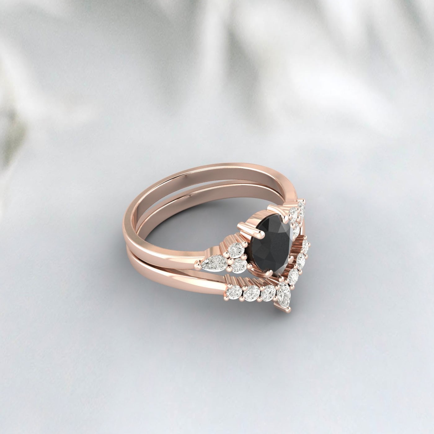 Pear Black Diamond Engagement Rings Set Sterling Silver Pear Black Cz Vintage Wedding Band
