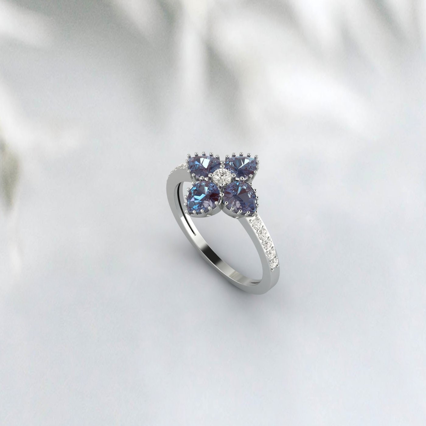 Pear Cut Alexandrite Engagement Ring 14k Rose Gold Ring Wedding Ring