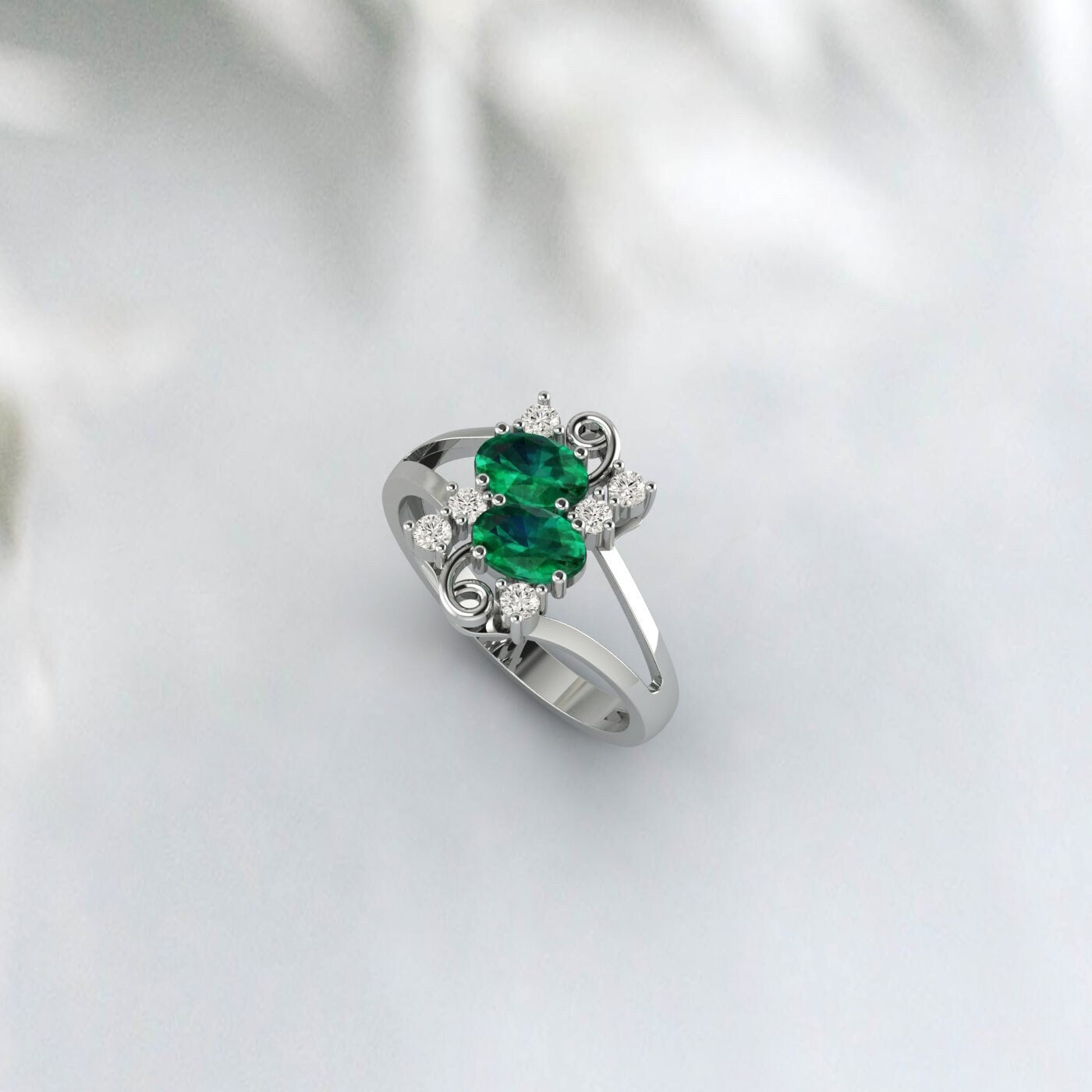 Oval Cut Emerald Engagement Ring May Birthstone Promise Wedding Ring
