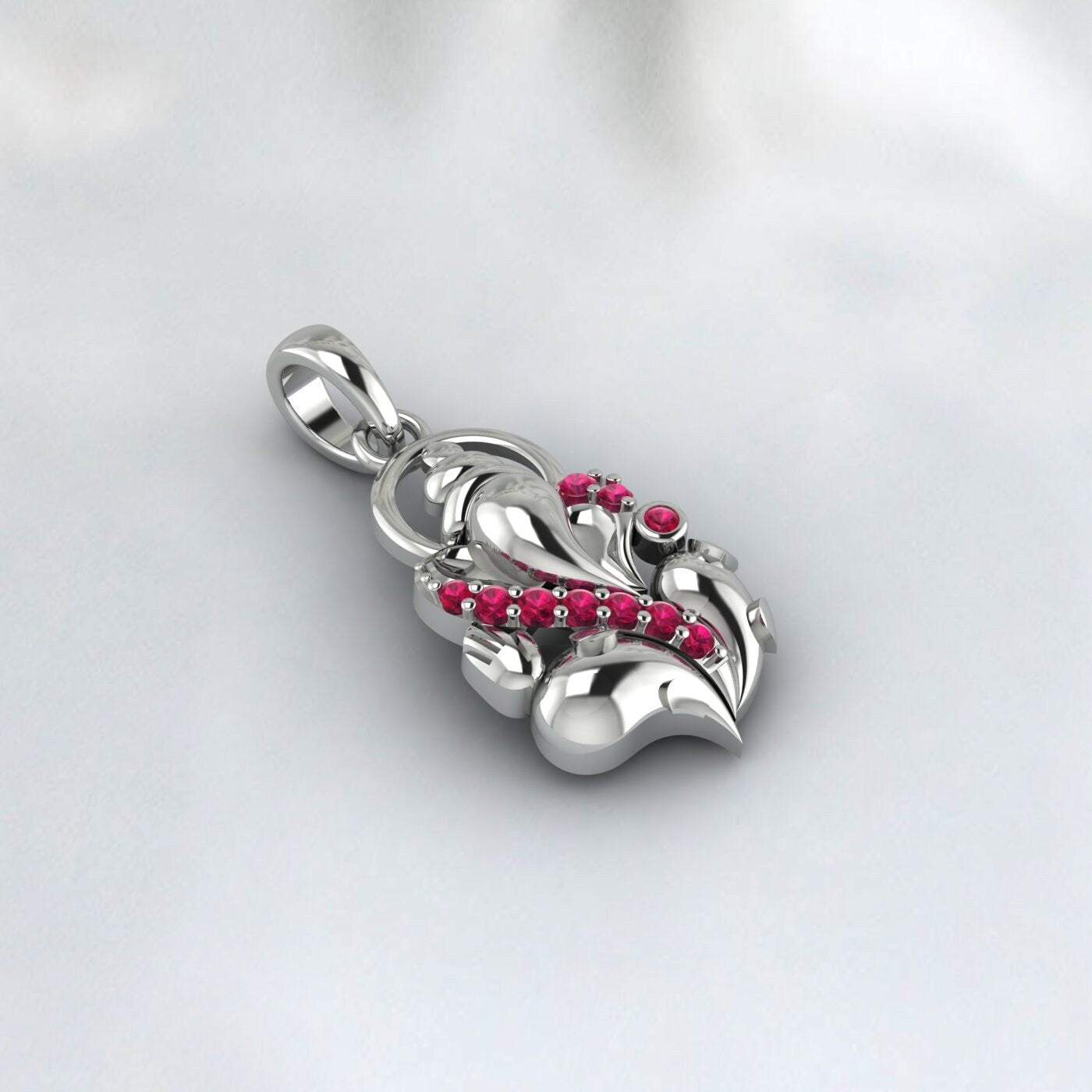 Rubin Lord Ganesha Anhänger Halskette Indischer religiöser Anhänger 925 Sterling Silber Gajanan Ekdant Baby Geschenk Hindu, Aum, Diwali, Schutz