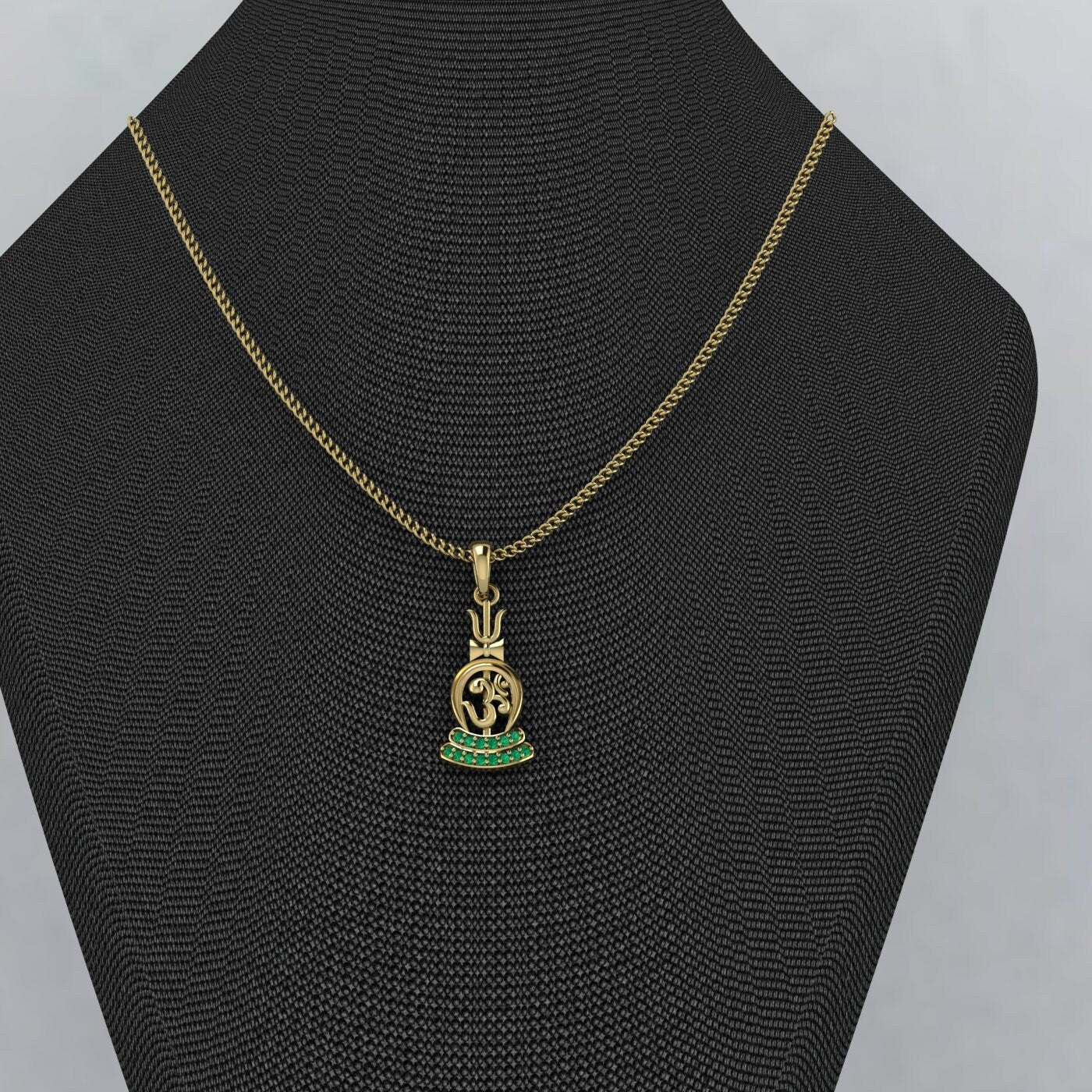 Emerald Om 925 Sterling Silver Hindu Idol Lord Shiva Trident/Trishul Pendant Handmade Pendant Shiva Pendant Unisex Pendant Gift Ideas