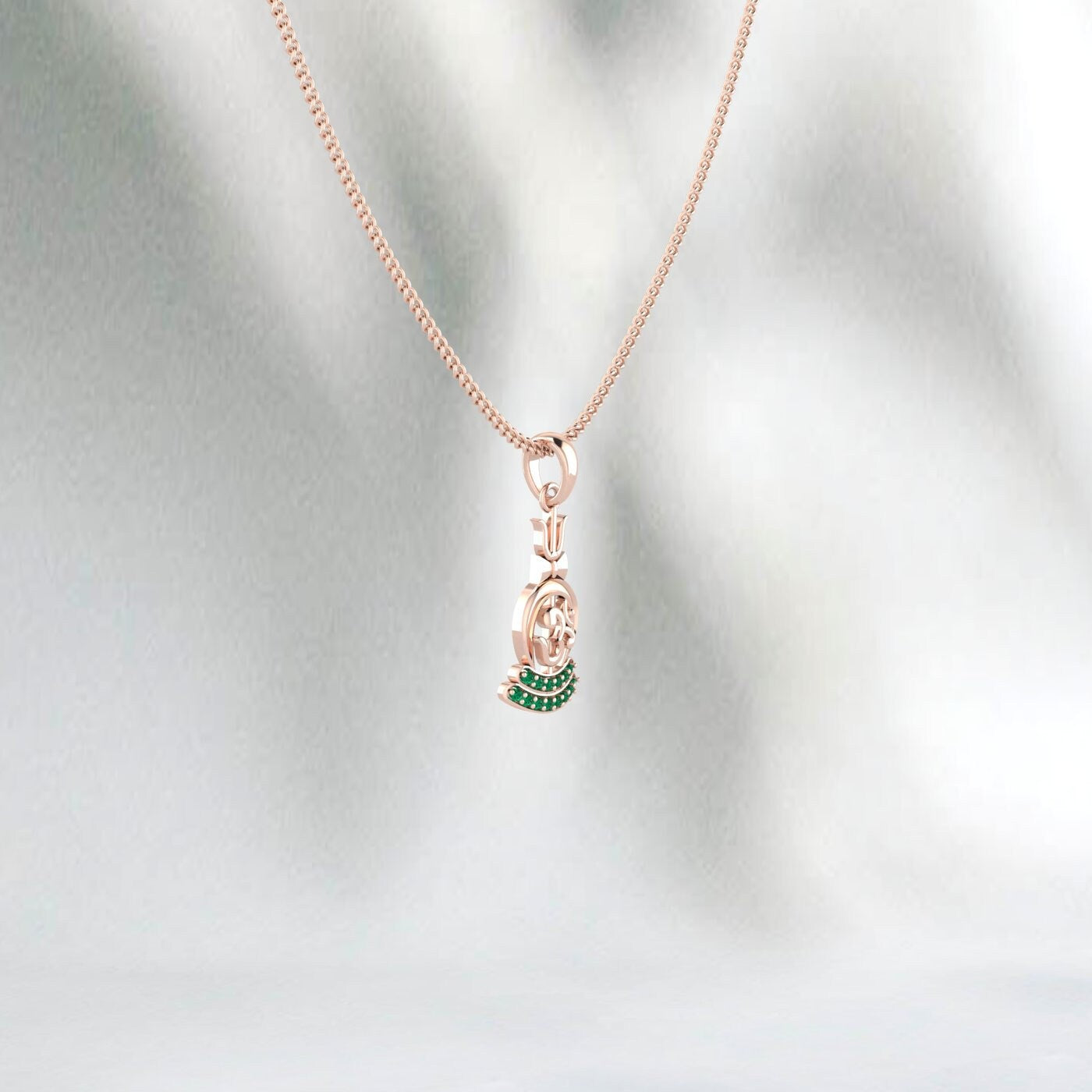 Emerald Om 925 Sterling Silver Hindu Idol Lord Shiva Trident/Trishul Pendant Handmade Pendant Shiva Pendant Unisex Pendant Gift Ideas