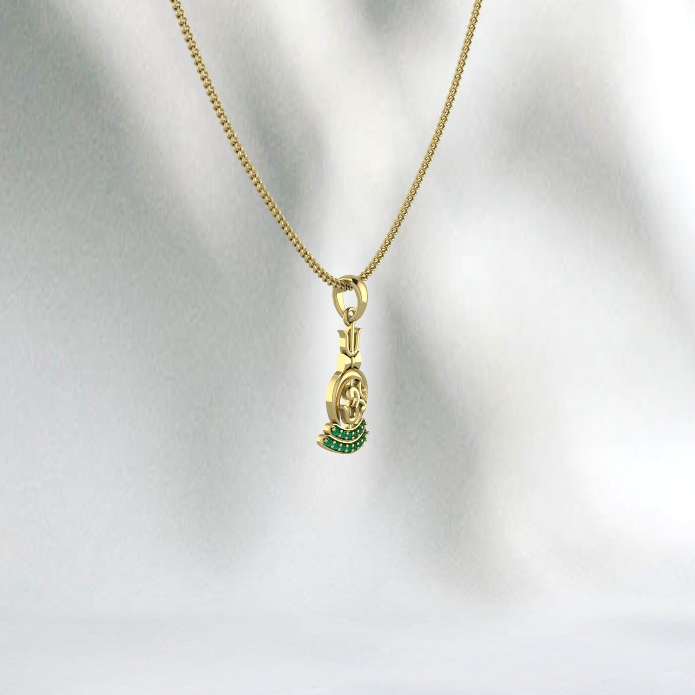 Emerald Om 925 Sterling Silver Hindu Idol Lord Shiva Trident/Trishul Pendant Handmade Pendant Shiva Pendant Unisex Pendant Gift Ideas