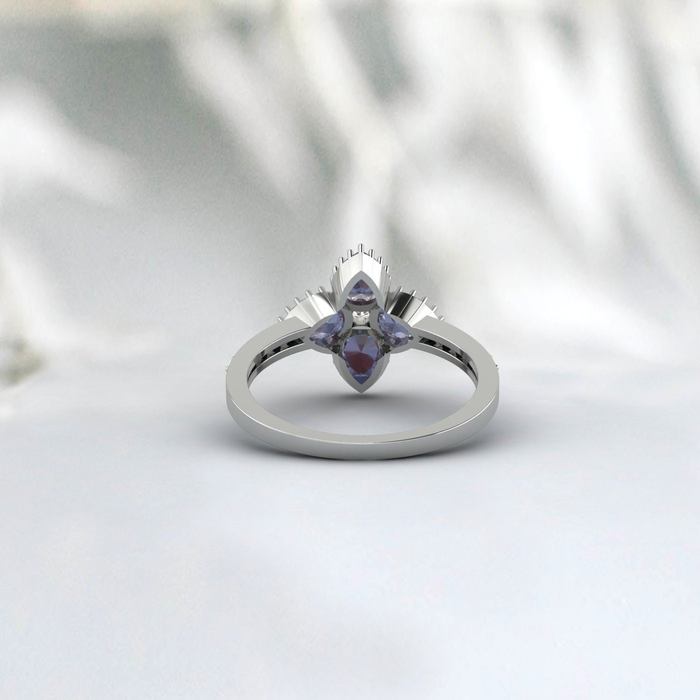 Pear Cut Alexandrite Engagement Ring 14k Rose Gold Ring Wedding Ring