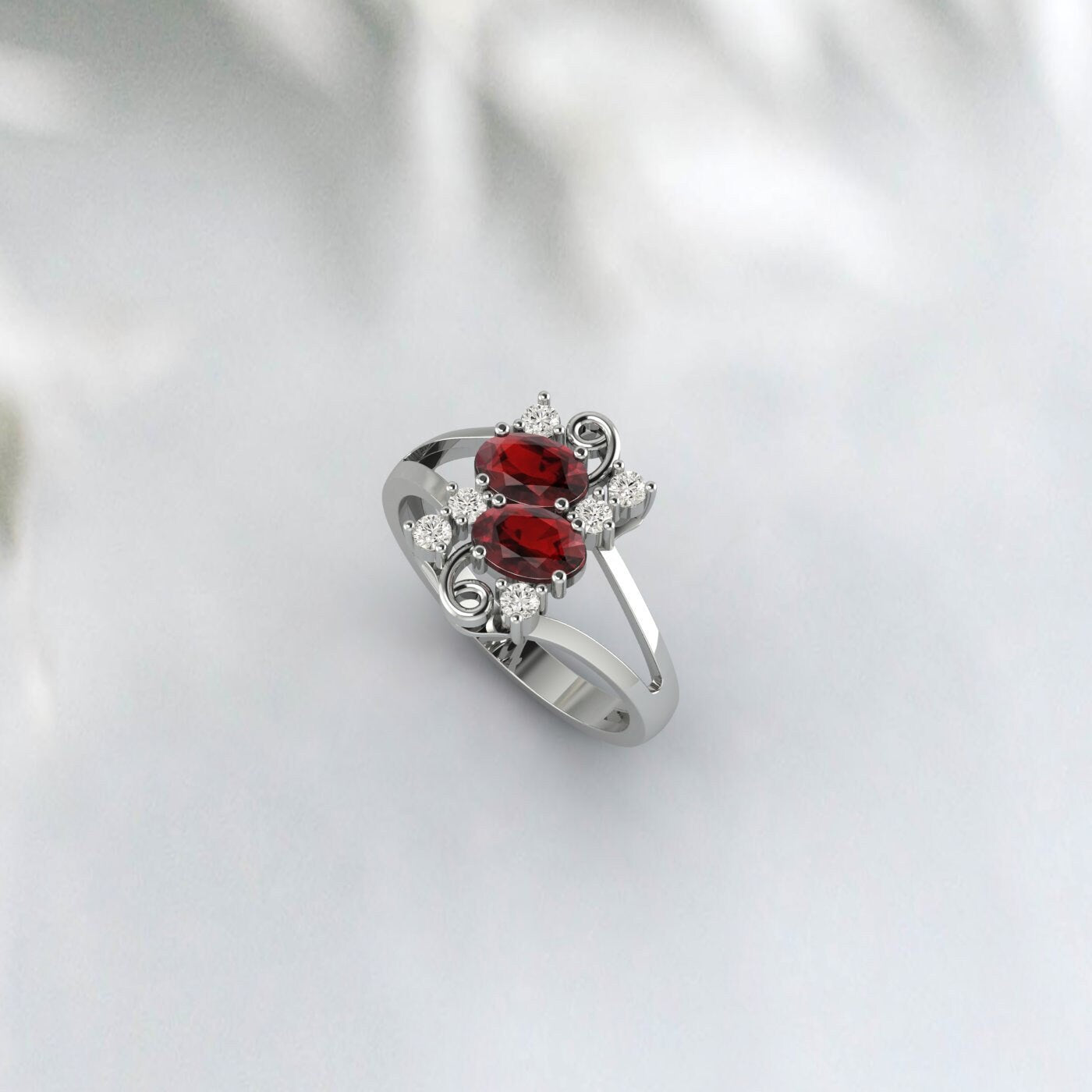 Natural Oval Garnet Engagement Ring January Birthstone Ring For Women\t