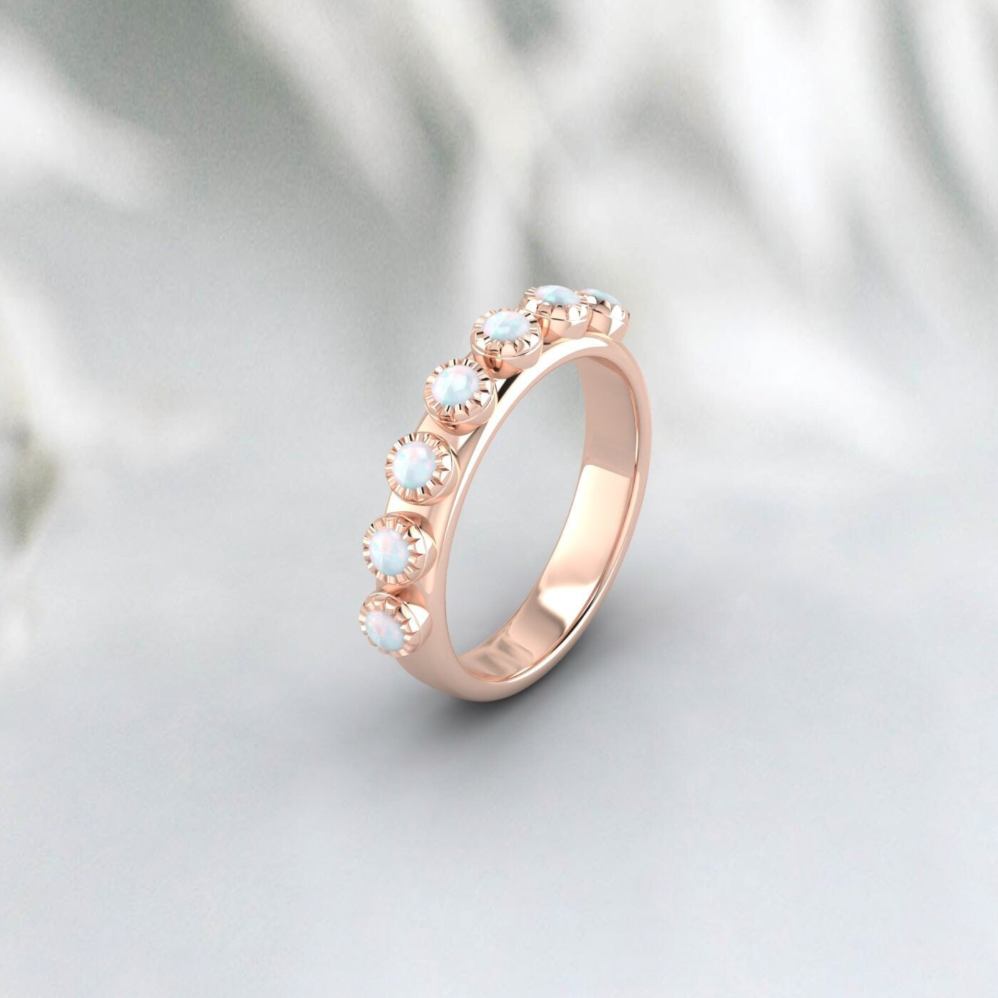 Weißer Feueropal Halb Infinity Verlobungsring Vorschlag Geschenk für Sie