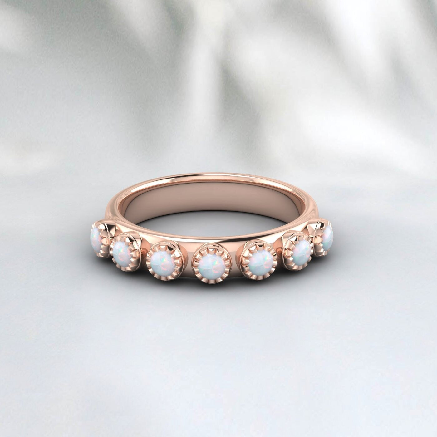 Weißer Feueropal Halb Infinity Verlobungsring Vorschlag Geschenk für Sie