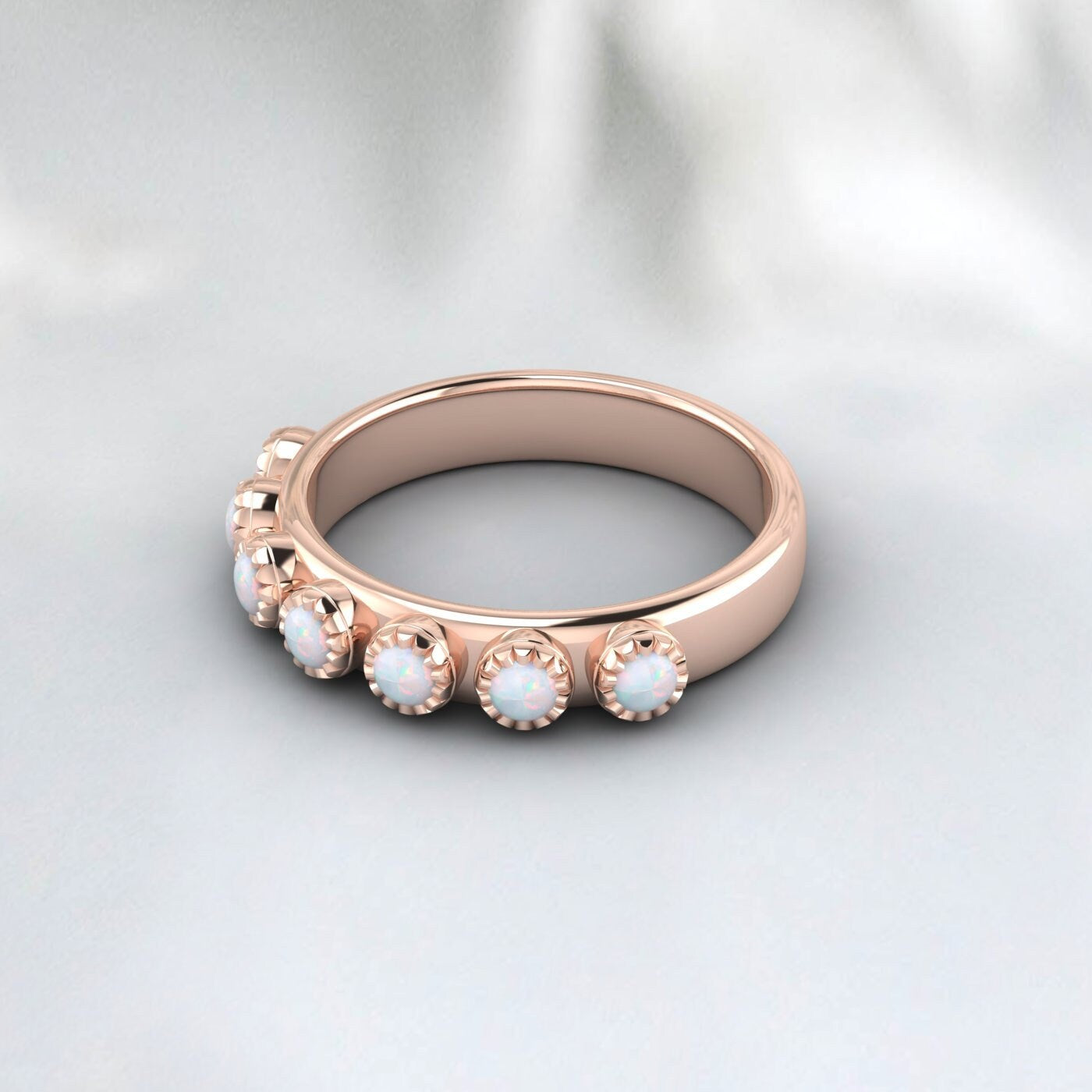 Weißer Feueropal Halb Infinity Verlobungsring Vorschlag Geschenk für Sie