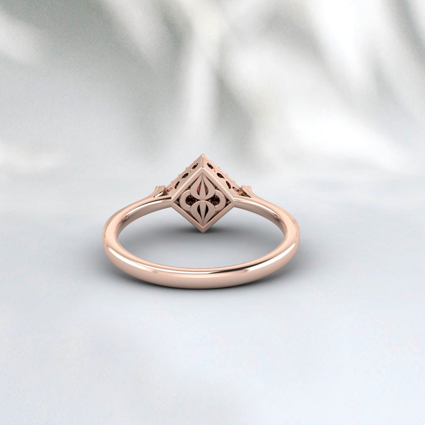 Princess Cut Red Garnet Gemstone Silver Ring January Birthstone Ring