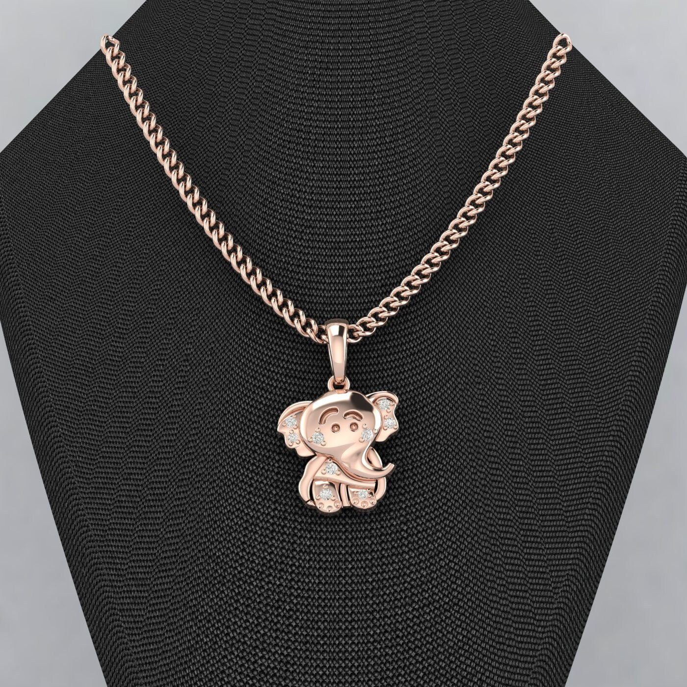 Ganesha Necklace, Gold Ganesha Pendant, 18th Birthday Gift, Baby Ganesha Necklace, Elephant Pendant, Kids Necklace, Simulated Diamond Gift