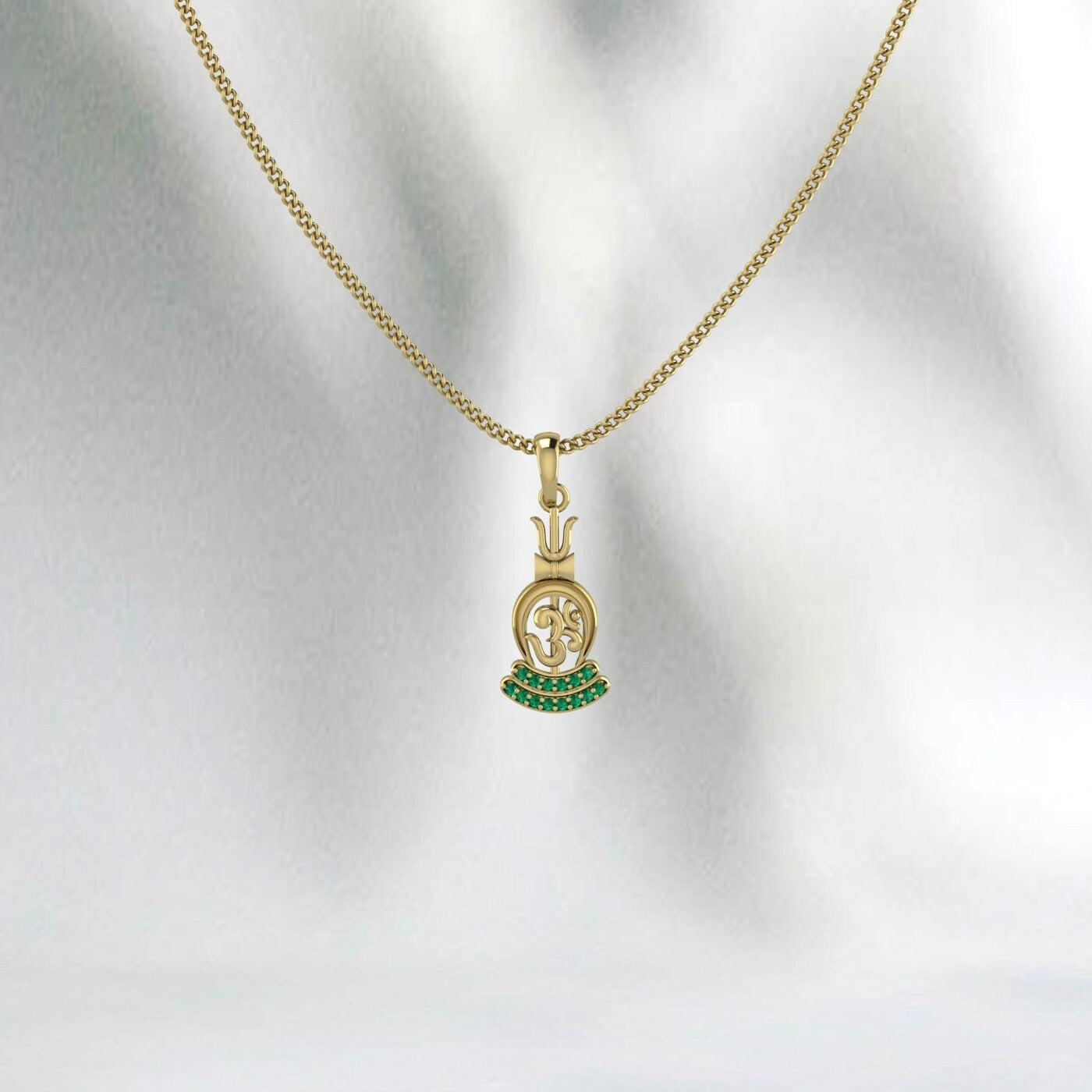 Emerald Om 925 Sterling Silver Hindu Idol Lord Shiva Trident/Trishul Pendant Handmade Pendant Shiva Pendant Unisex Pendant Gift Ideas