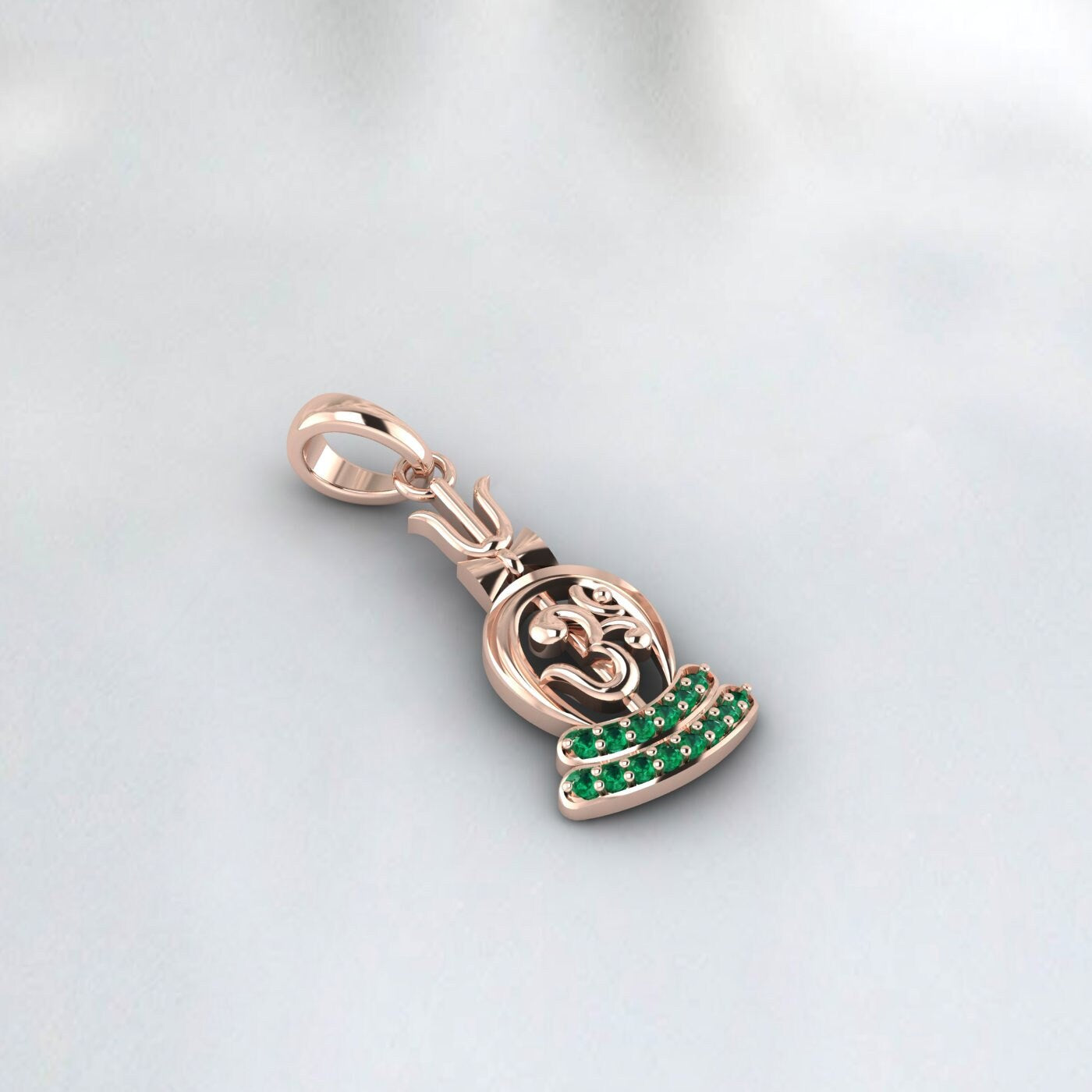 Emerald Om 925 Sterling Silver Hindu Idol Lord Shiva Trident/Trishul Pendant Handmade Pendant Shiva Pendant Unisex Pendant Gift Ideas