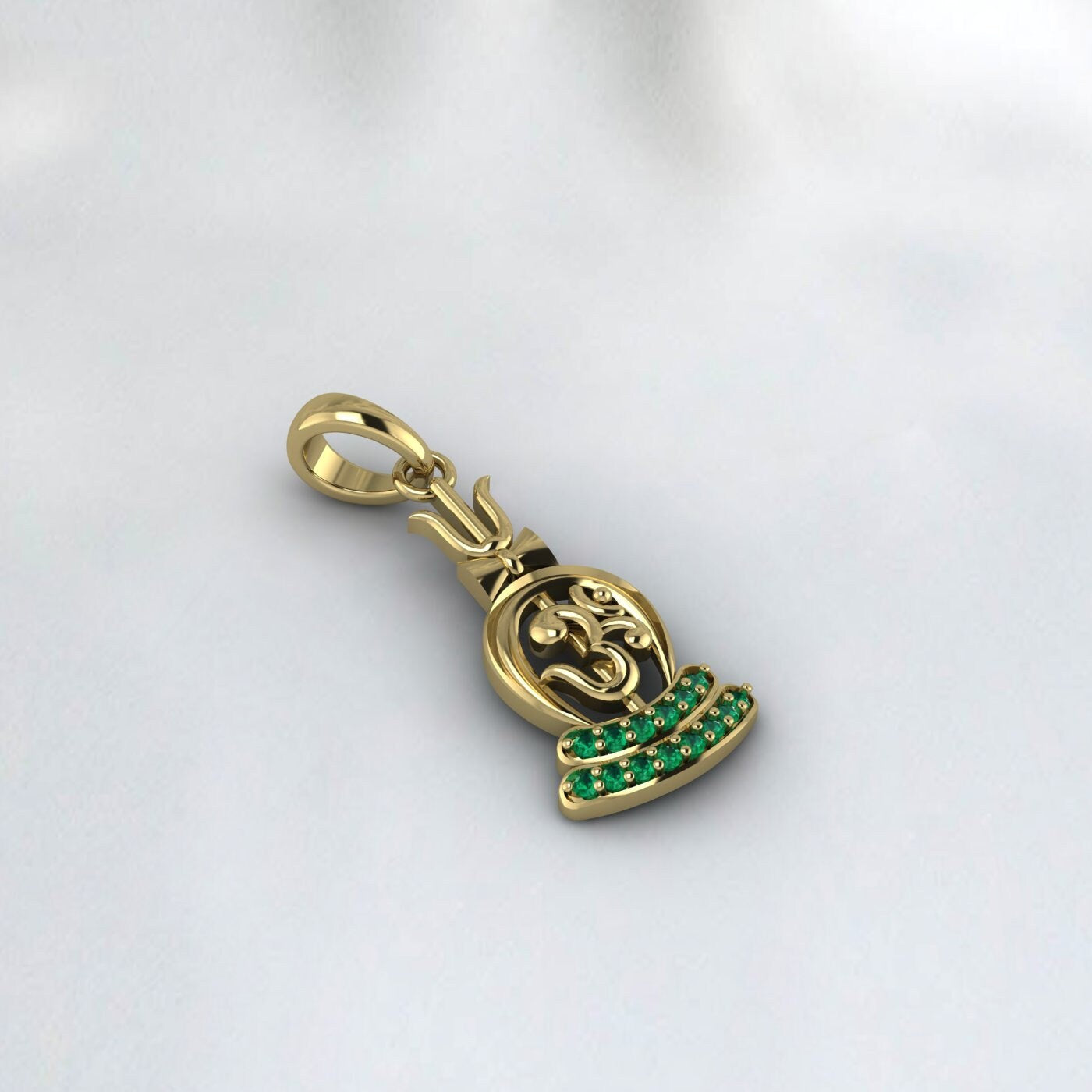 Emerald Om 925 Sterling Silver Hindu Idol Lord Shiva Trident/Trishul Pendant Handmade Pendant Shiva Pendant Unisex Pendant Gift Ideas