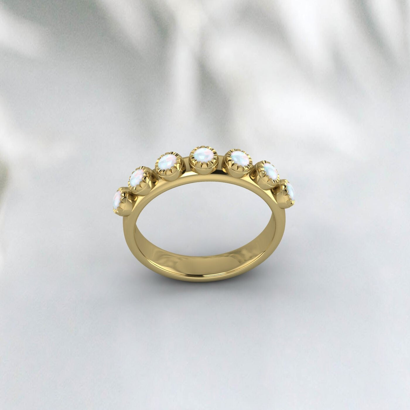 Weißer Feueropal Halb Infinity Verlobungsring Vorschlag Geschenk für Sie