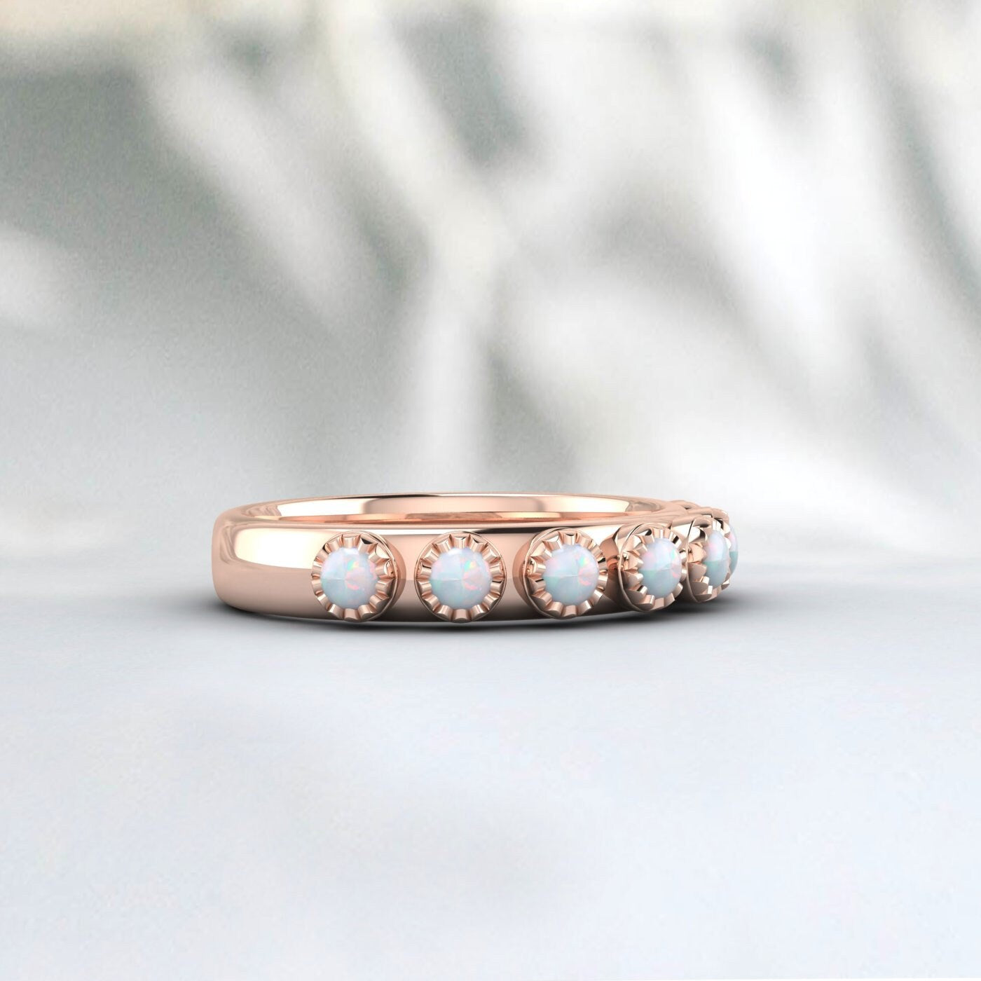 Weißer Feueropal Halb Infinity Verlobungsring Vorschlag Geschenk für Sie
