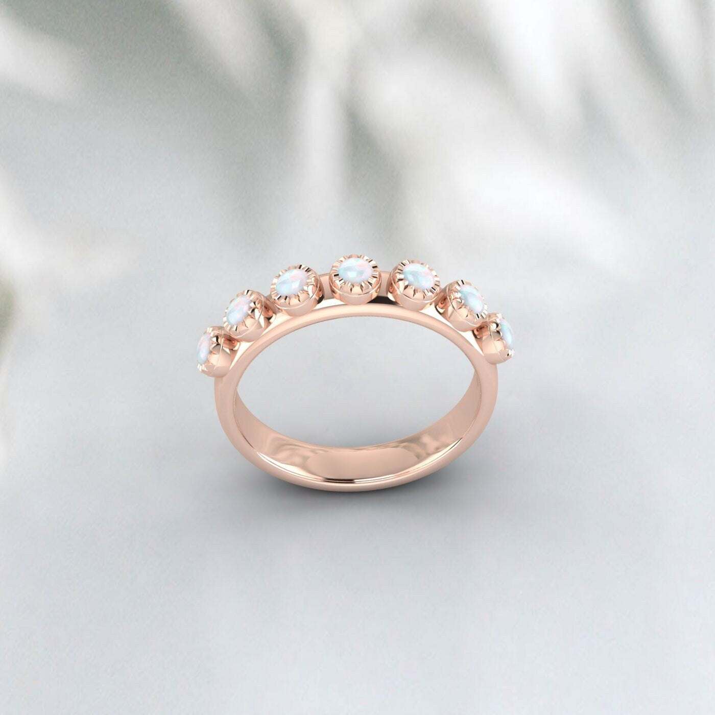 Weißer Feueropal Halb Infinity Verlobungsring Vorschlag Geschenk für Sie