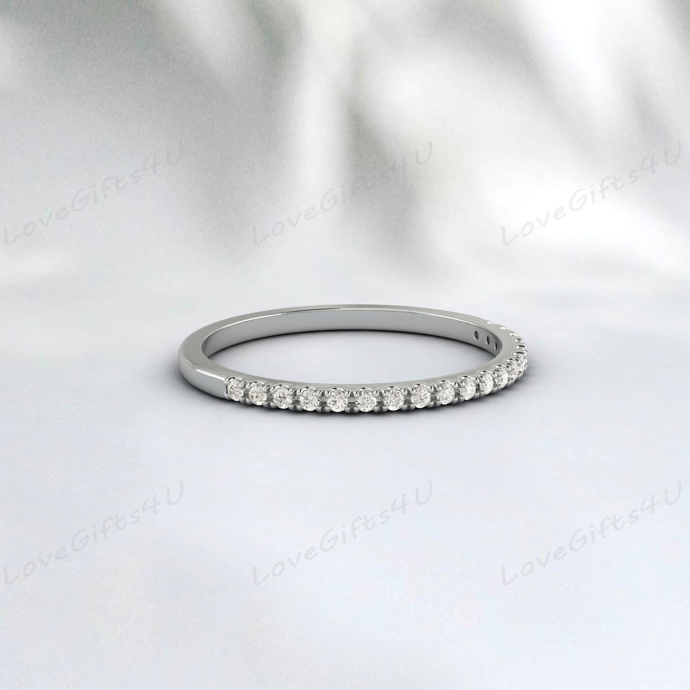 American Diamond Ultra Thin Rose Gold Wedding Band Engagement Ring