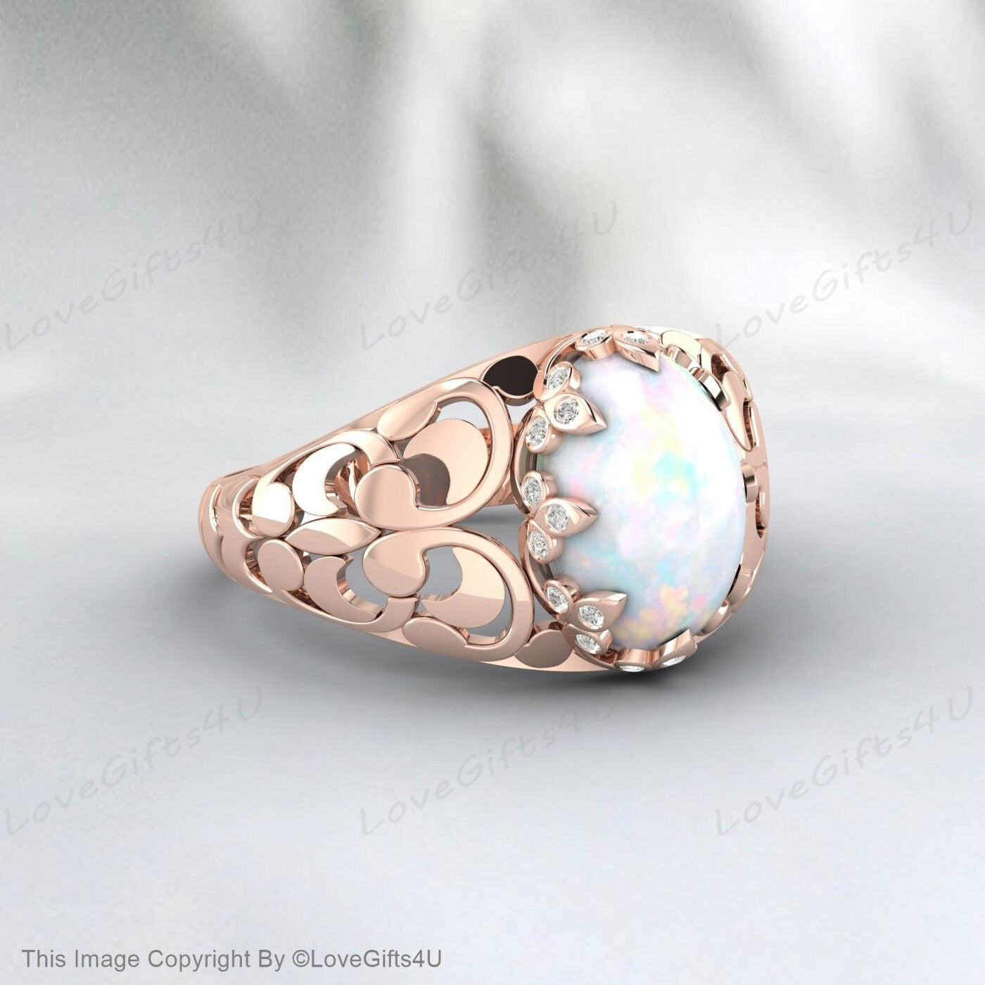 Weißer Opalring, handgefertigter Ring für Männer und Frauen, Jahrestagsgeschenk