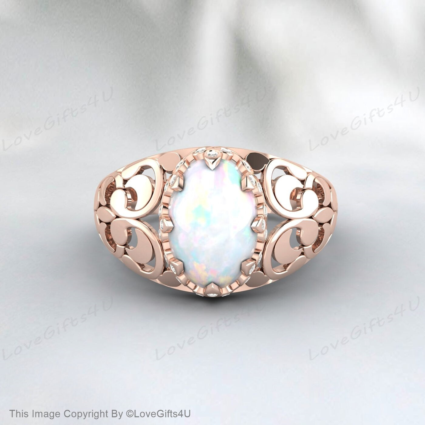 Weißer Opalring, handgefertigter Ring für Männer und Frauen, Jahrestagsgeschenk