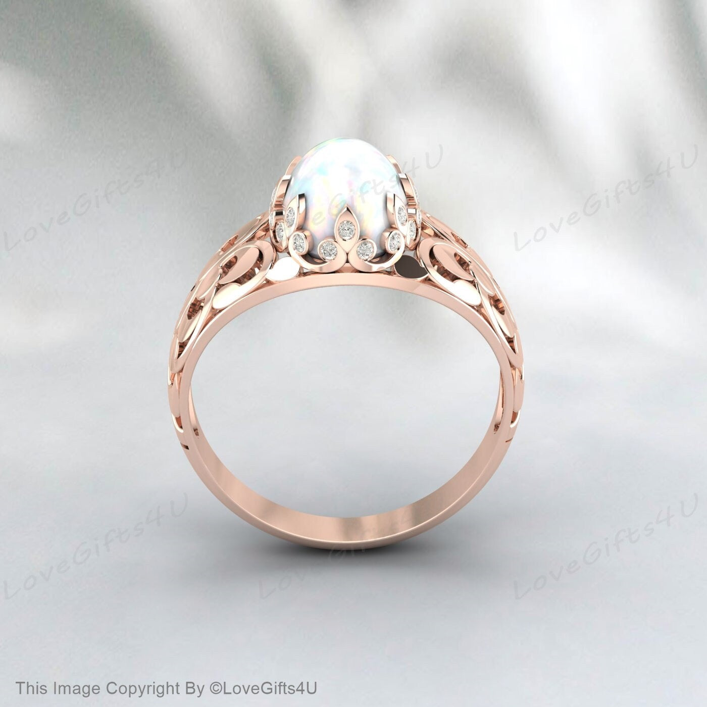 Weißer Opalring, handgefertigter Ring für Männer und Frauen, Jahrestagsgeschenk