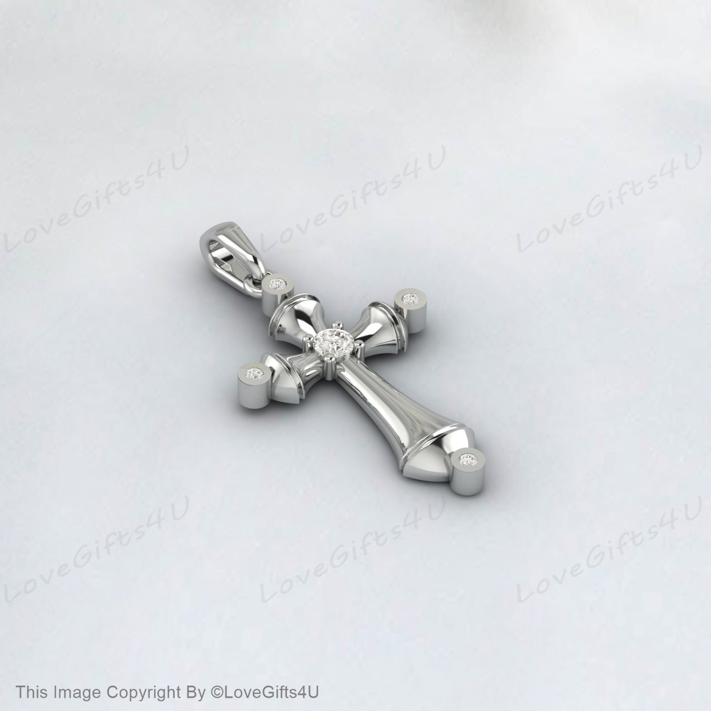 925 Sterling Silver Small Simulated Diamond Cross Pendant Necklace Minimalist Diamond Cross for Woman or Child Gold Religious Jewelry