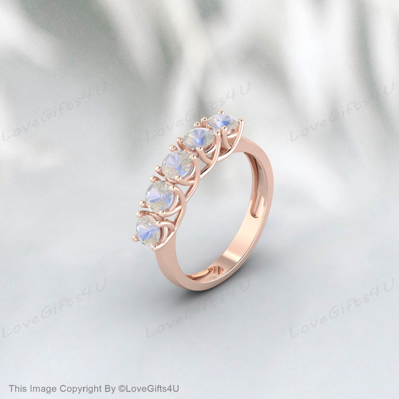 خاتم زفاف Moonstone نصف الخلود المطابق للذكرى السنوية