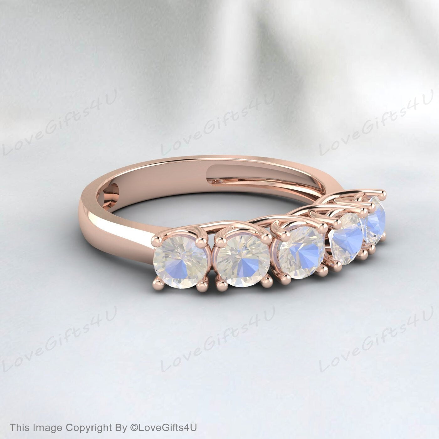 خاتم زفاف Moonstone نصف الخلود المطابق للذكرى السنوية