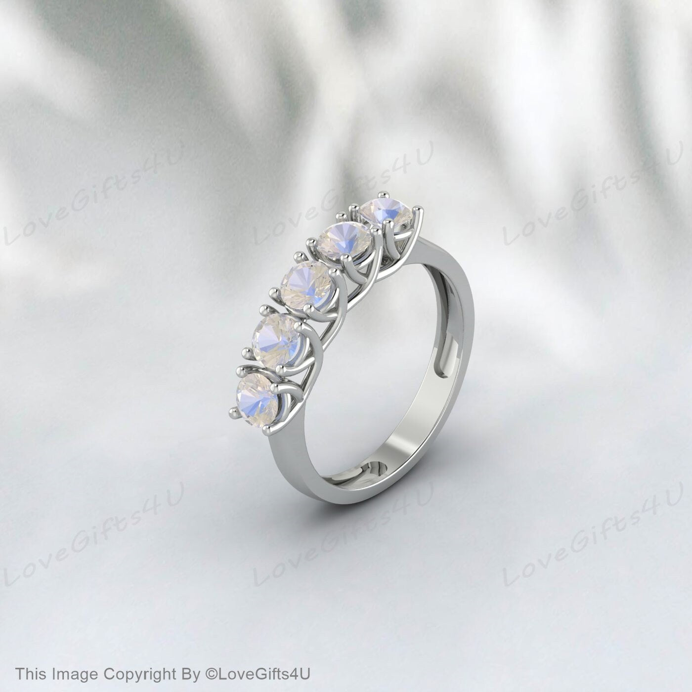 خاتم زفاف Moonstone نصف الخلود المطابق للذكرى السنوية