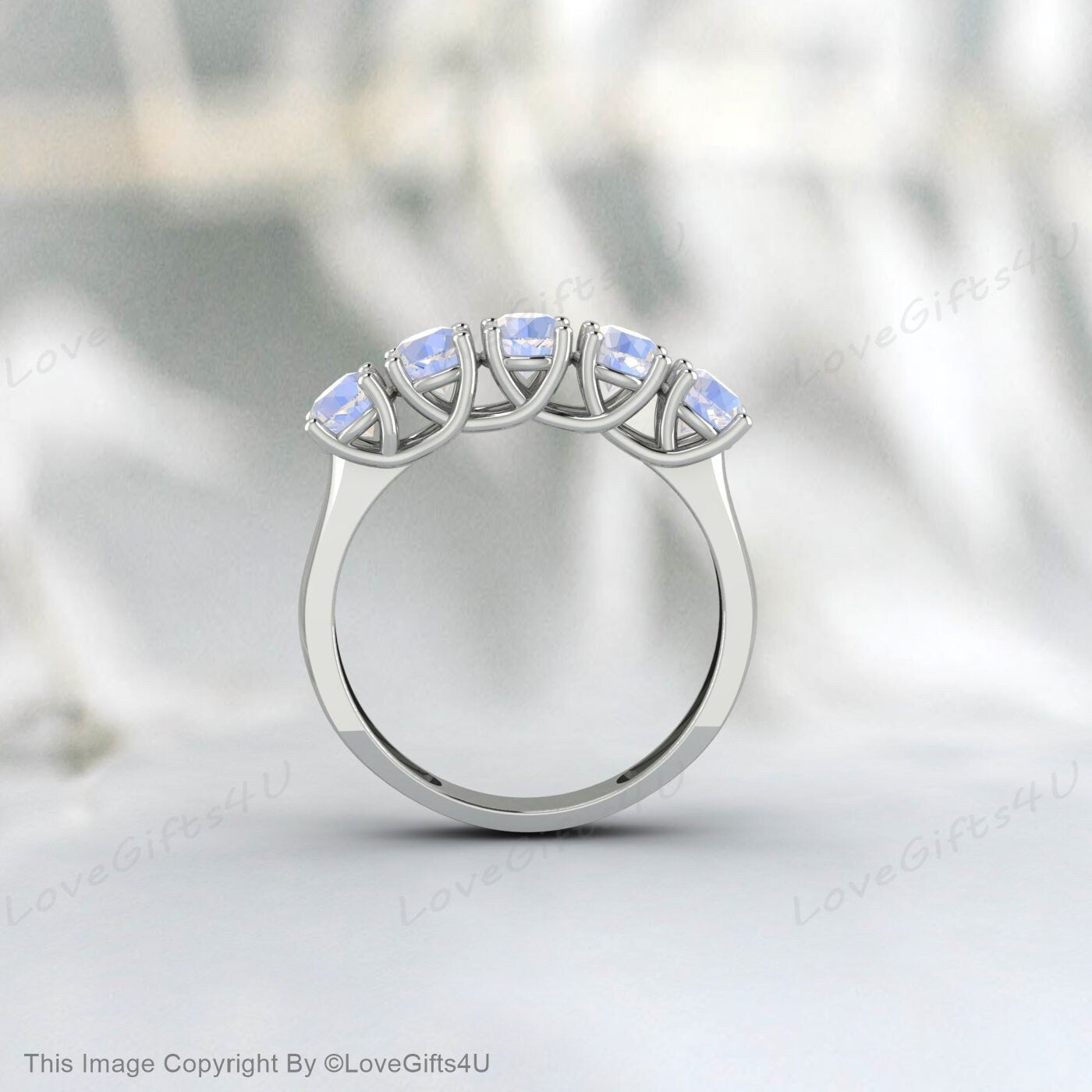 خاتم زفاف Moonstone نصف الخلود المطابق للذكرى السنوية