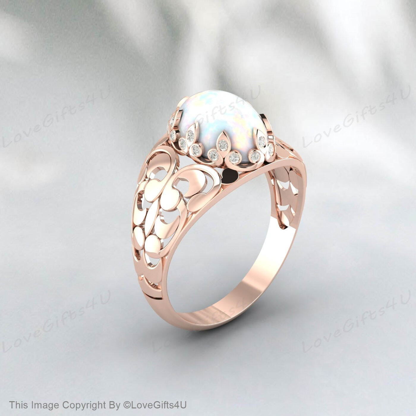 Weißer Opalring, handgefertigter Ring für Männer und Frauen, Jahrestagsgeschenk