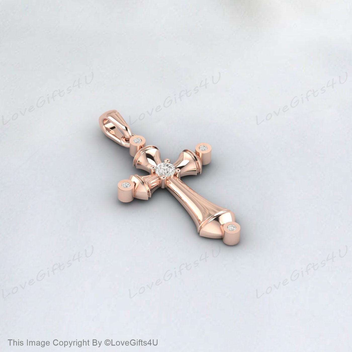 925 Sterling Silver Small Simulated Diamond Cross Pendant Necklace Minimalist Diamond Cross for Woman or Child Gold Religious Jewelry
