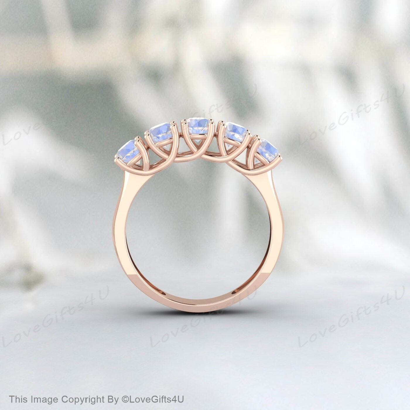 خاتم زفاف Moonstone نصف الخلود المطابق للذكرى السنوية