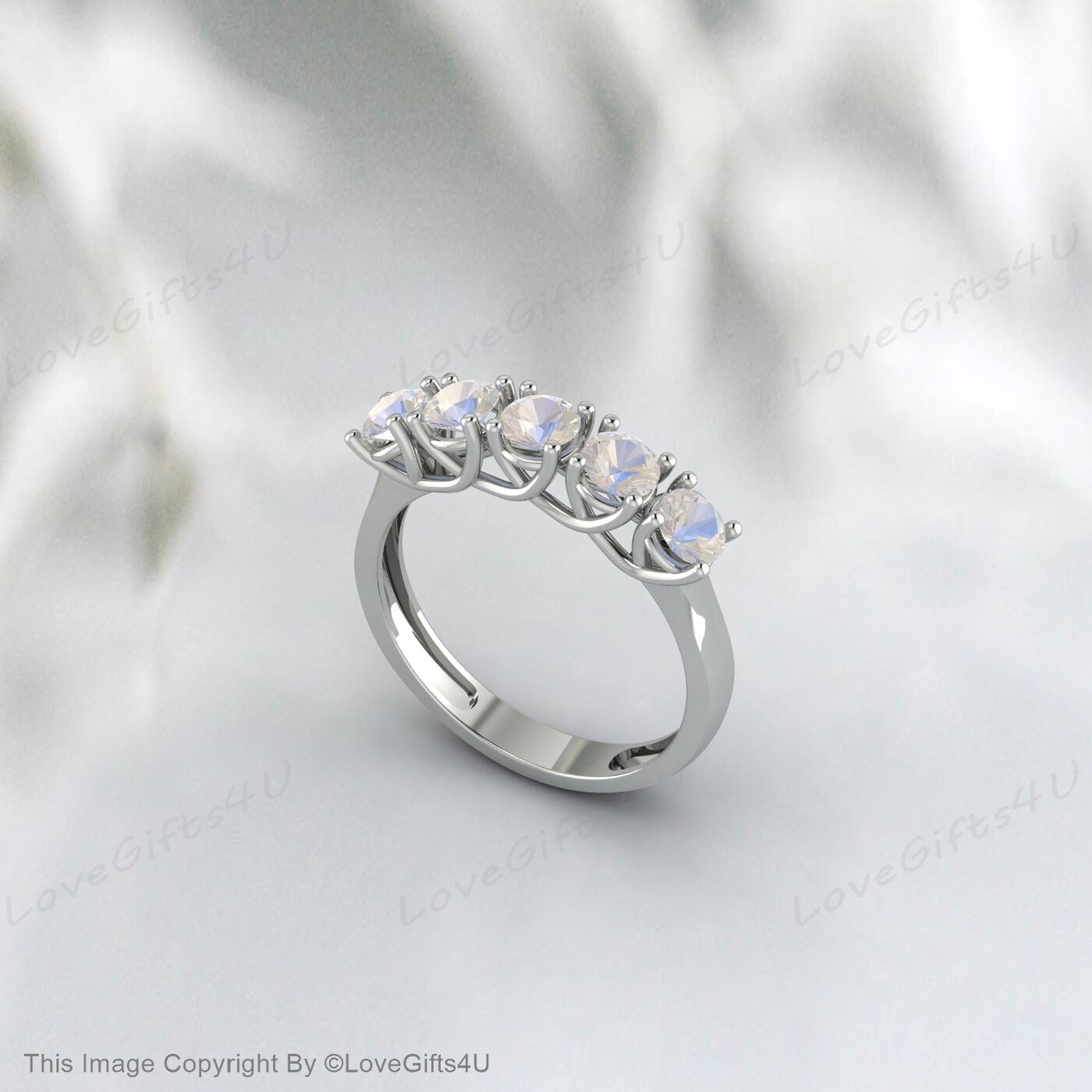 خاتم زفاف Moonstone نصف الخلود المطابق للذكرى السنوية