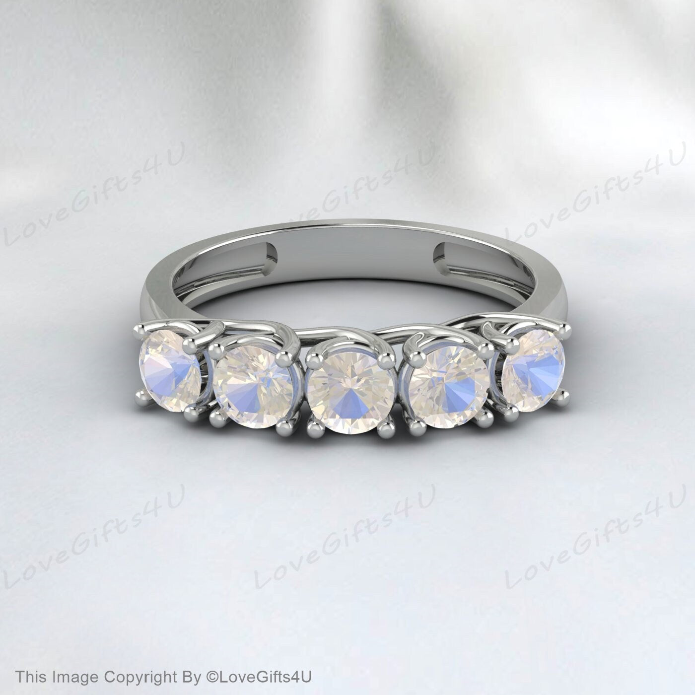 خاتم زفاف Moonstone نصف الخلود المطابق للذكرى السنوية