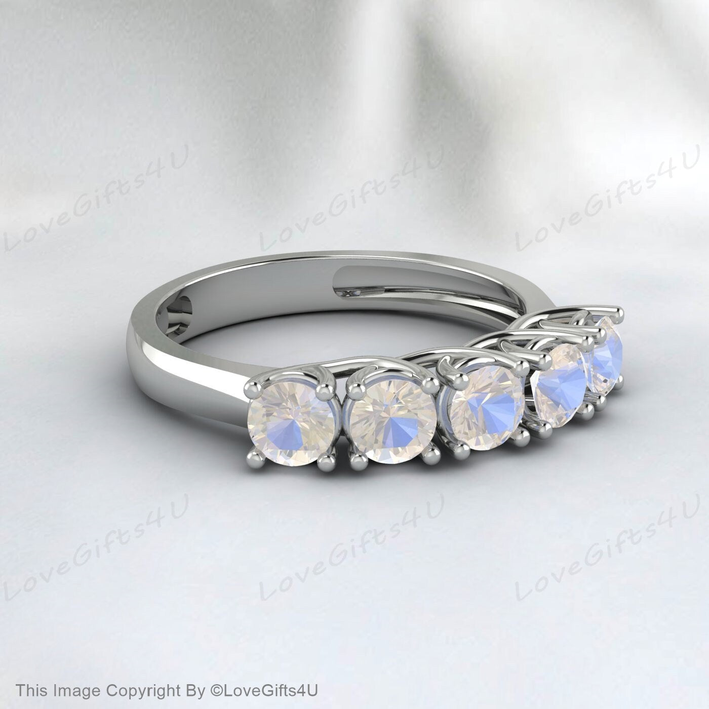 خاتم زفاف Moonstone نصف الخلود المطابق للذكرى السنوية
