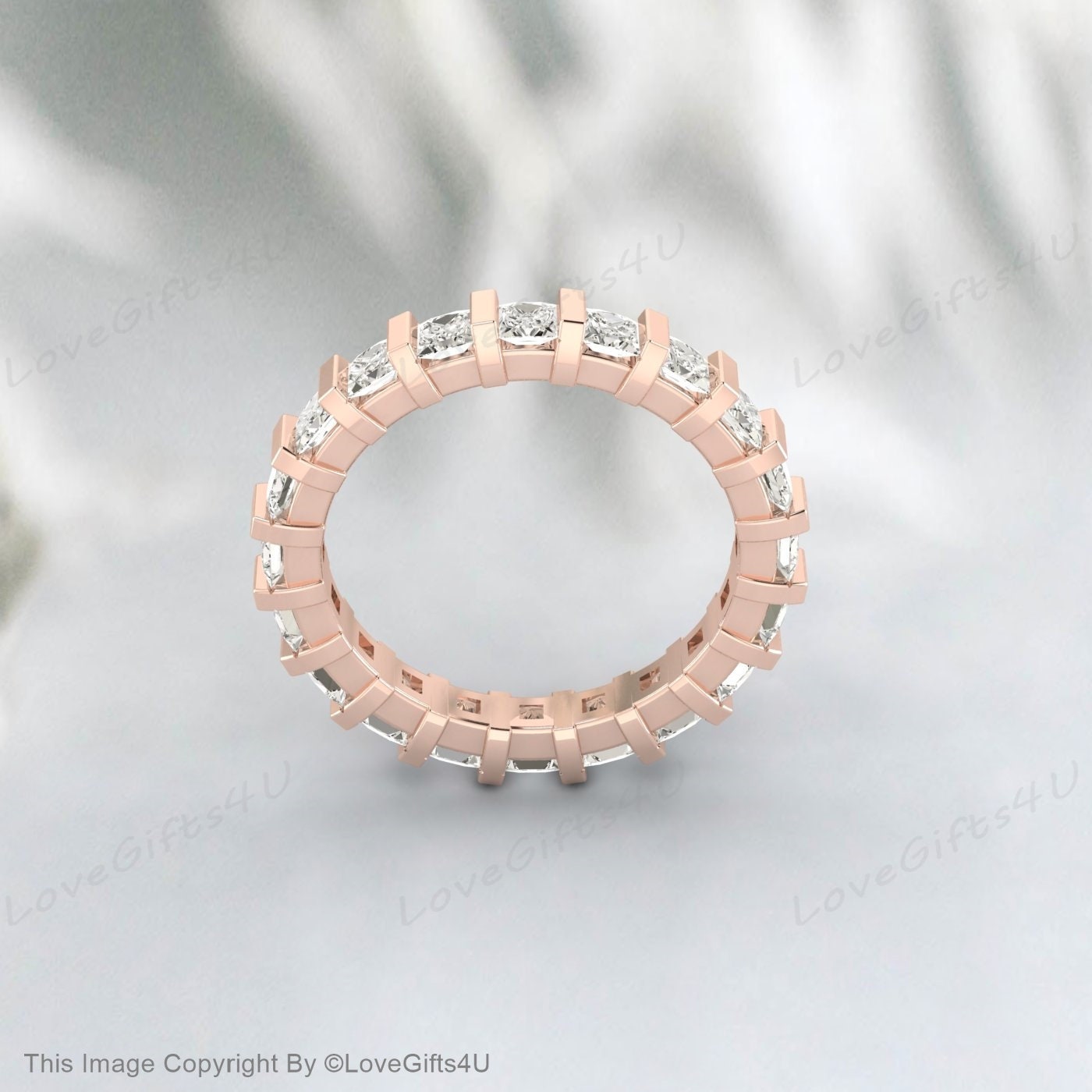 2.5 MM Princess Cut Moissanite Eternity Band, Matching Wedding Band, Comfort Fit Band, Anniversary Gift Ring,14k Wedding Band for Her