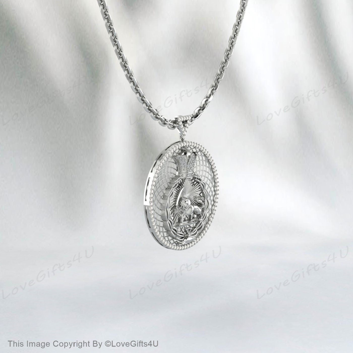 Loin and sun Pendant, Animal Necklace, Pahlavi dynasty pendant, 925 Sterling Silver pendent Persian Pahlavi Kingdom Leo Necklace