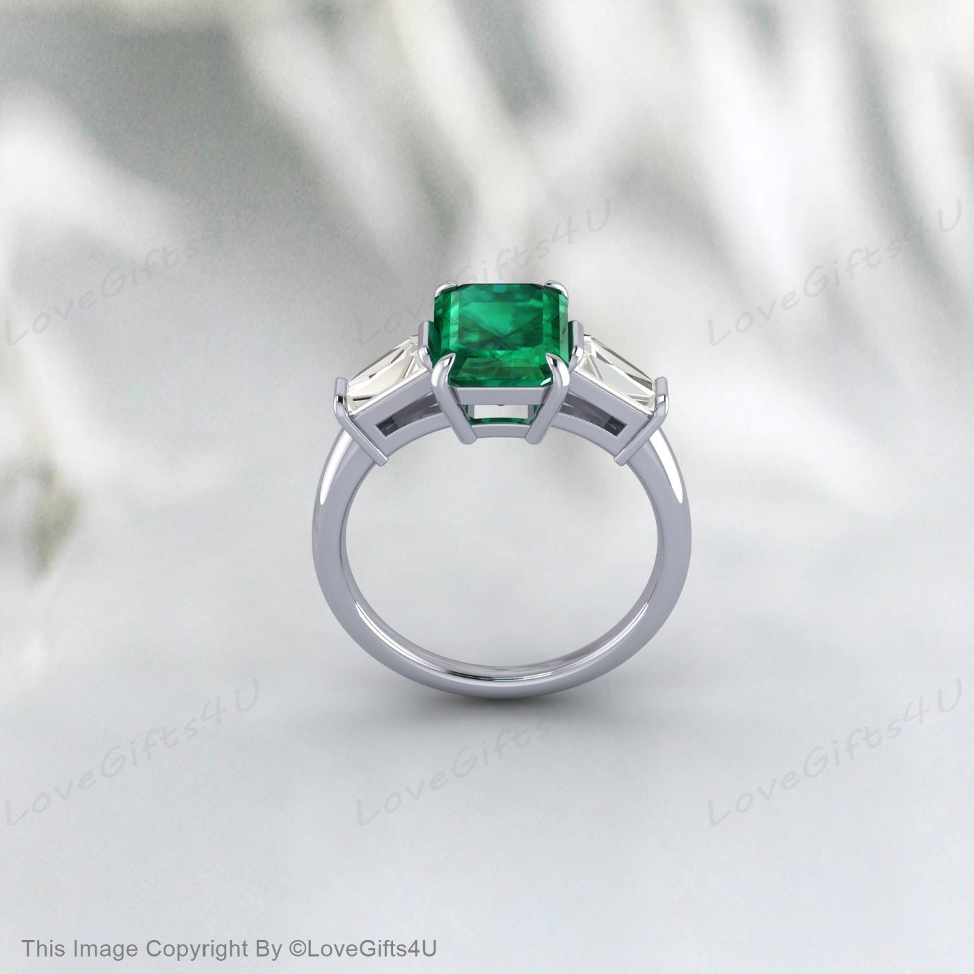 Vintage Emerald Ring Sterling Silver 925 | Genuine May Birthstone Engagement Promise