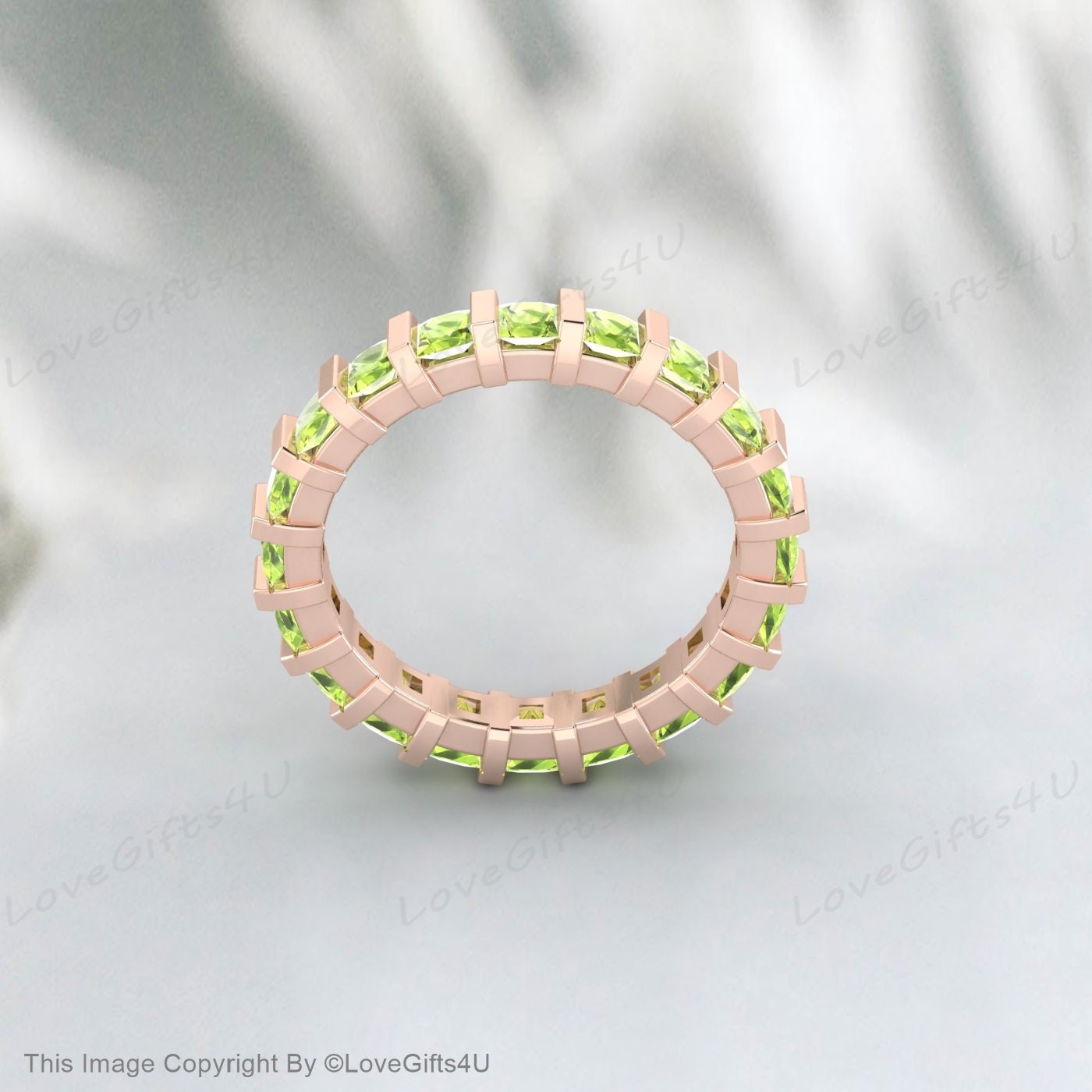 Princess Cut Peridot Band 925 Sterling Silver Women Jewelry Matching Wedding Band Eternity Stackable Ring August Birthstone Anniversary Gift