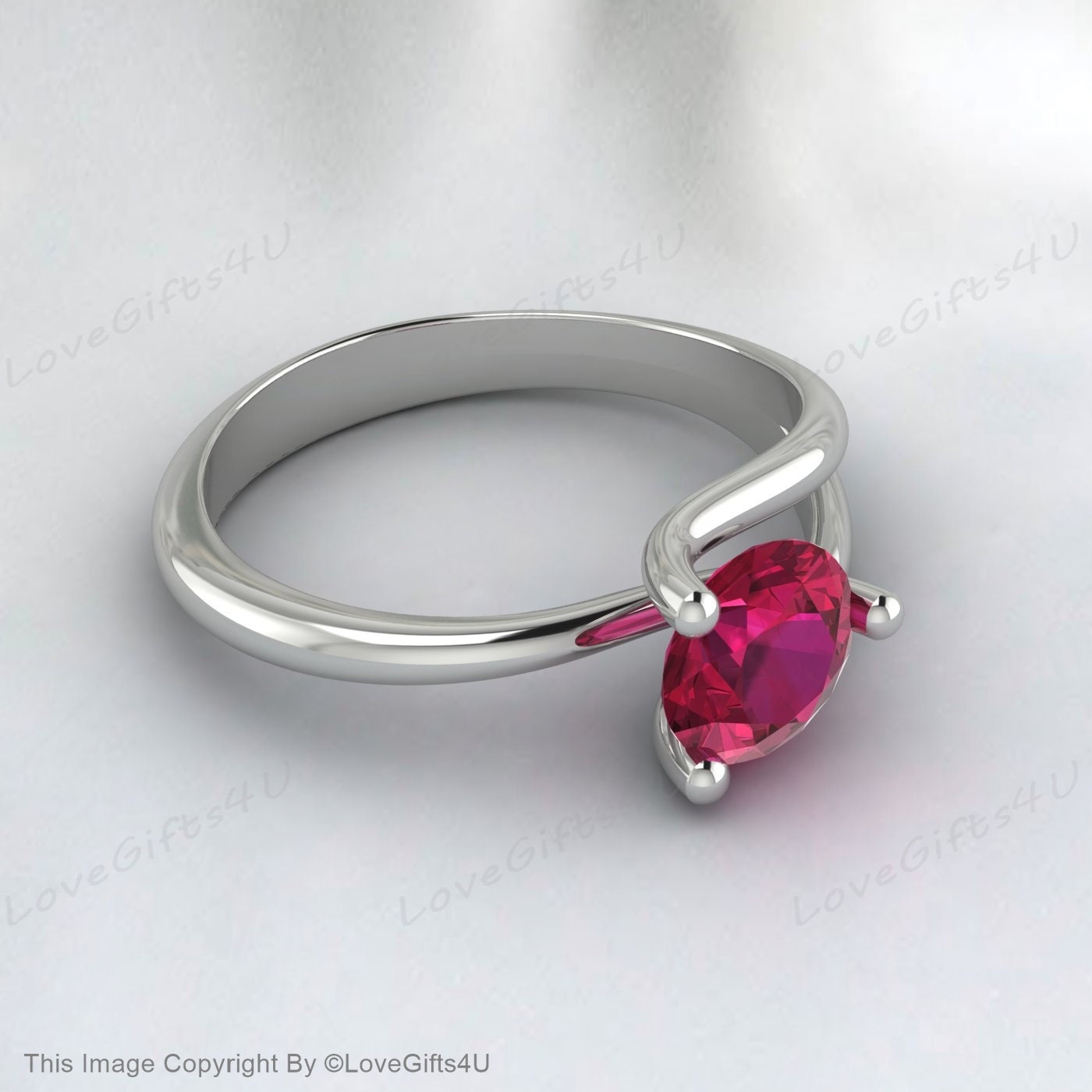 Lab Grown Red Ruby Round Stone Designer Women Ring With Sterling Silver Jewelry Valentine Proposal Ring July Birthstone Ring