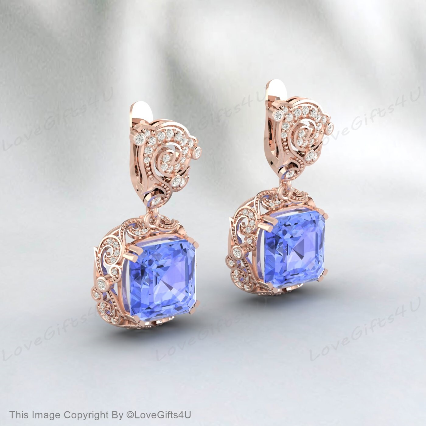 Gelbgold Ohrringe, Tansanit Ohrhänger 14k Gelbgold, Geburtsstein Dezember, Echter Tansanit, Goldohrringe, Minimalistischer Schmuck
