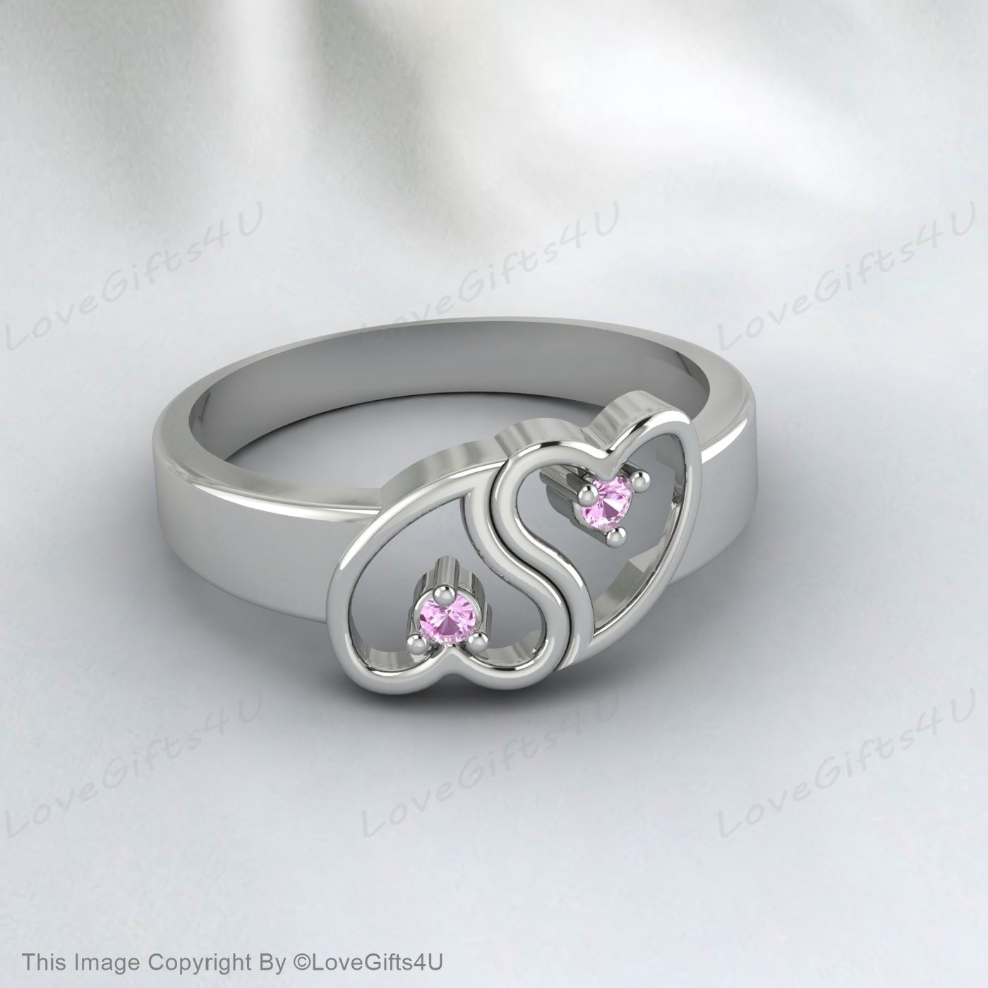 Pink Sapphire Heart Ring, Heart Promise Ring For Her, Pink Heart Ring, Heart Engagement Ring, Solid Gold Heart Ring