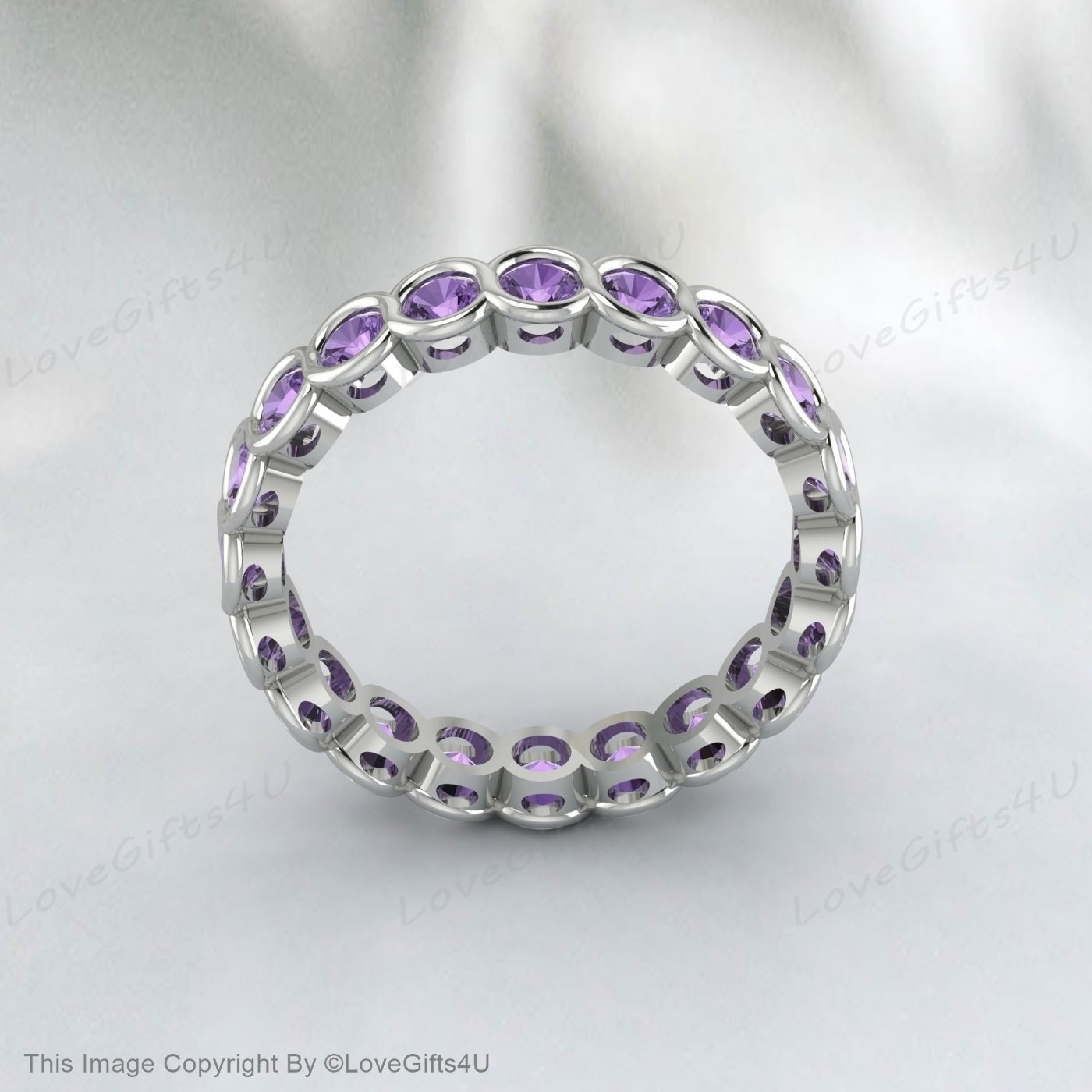 Danity Amethyst Engagement Ring Natural Amethyst Ring Diamond Wedding Band Promise Ring February Birthstone Rings For Women Sterling Silver
